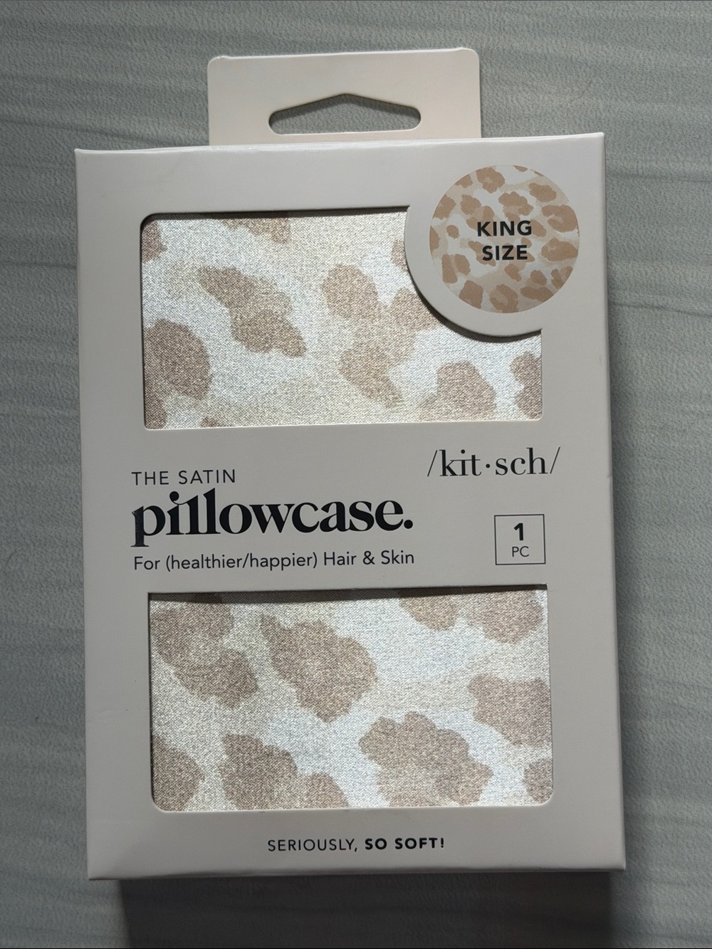 Kitsch Satin Pillowcase in Beige Leopard Print - King Size